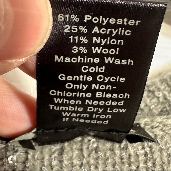 Ann Taylor size XL gray sparkly open weave sweater, lightweight, date night - Picture 5 of 10